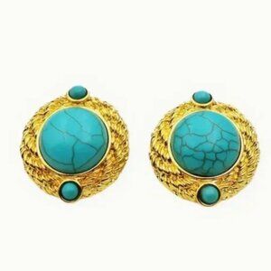 Lightweight cult gaia 14k Gold plated Blue Stones Earrings